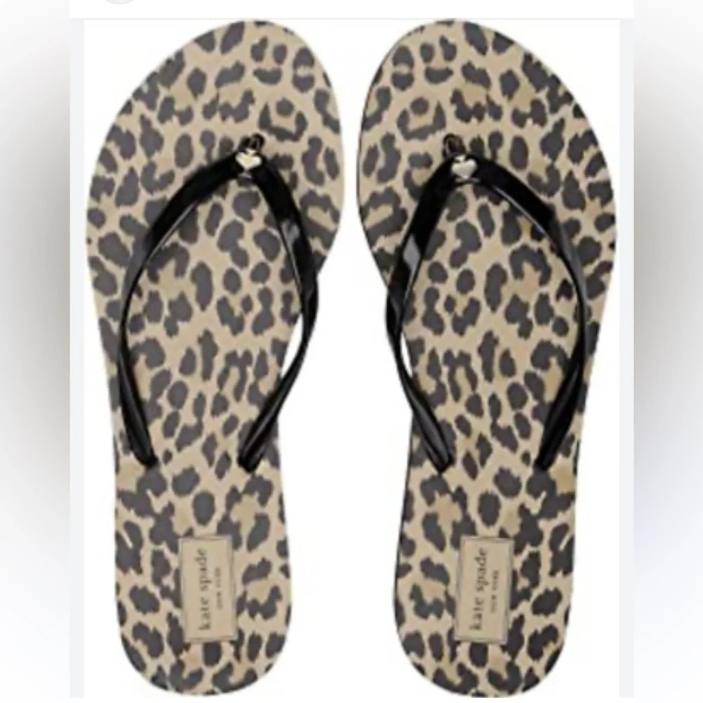 NWOT Kate Spade Flatbush Leopard print Flip Flops -